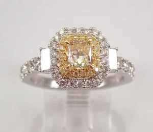 2 Ct Cushion Cut Simulated Yellow Citrine Wedding Ring In 14k White Gold Plated - Picture 1 of 6