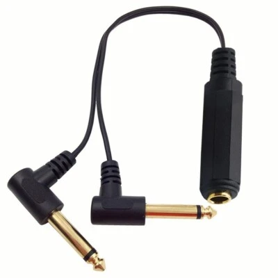 6.35mm TRS Female Stereo to Dual 1/4" TRS Male Mono Splitter Audio Cable Adapter - Image 1 of 4