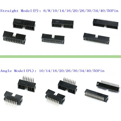 2.54mm DC3 IDC Straight/Angle Pin Boxed Headers Connectors ISP JTAG Sockets P/PL - Image 1 of 4