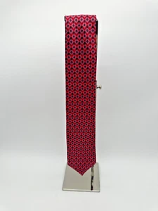 Ermenegildo Zegna Tie Silk Red Geometric Pattern Made In Italy 59" L x 3 3/4"w - Picture 1 of 11