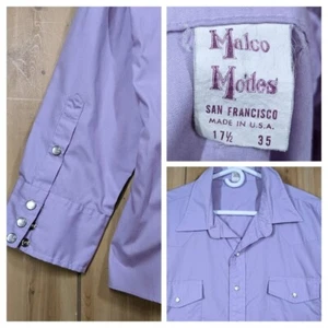 VTG Malco Modes Western Shirt Sz 17.5 Square Dance Cowboy San Francisco Purple - Picture 1 of 9
