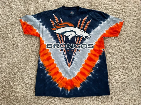 Denver Broncos Shirt Adult 2XL Colorful Majestic Tie Dye NFL Football Cover