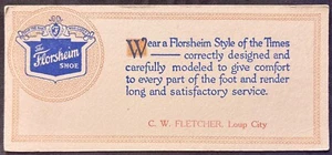 SECADOR DE TINTA PUBLICITARIA DE ZAPATOS FLORSHEIM - VENDIDO POR C.W. FLETCHER LOUP CITY NEBRASKA - Imagen 1 de 2
