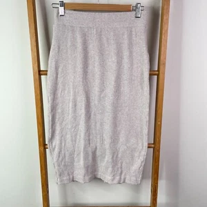 Country Road Pencil Skirt Womens Extra Small Grey Rib Knit Midi Stretch Slit - Picture 1 of 11
