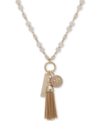 $68 Ralph Lauren imitación rosa perla encanto flecos colgante collar 36" l63 Foto 1 de 4