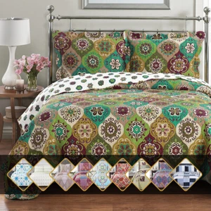 Ropa de cama de lujo 2-3 piezas de colcha de gran tamaño conjunto de colcha reversible edredón de cama - Imagen 1 de 23