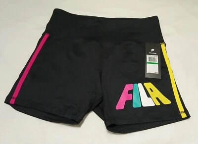 NUEVO CON ETIQUETAS FILA PANTALONES CORTOS DE BICICLETA CINTURA ALTA L NEGRO ROSA AMARILLO *TAN LINDOS, SUAVES Y CÓMODOS* $35 Foto 1 de 2