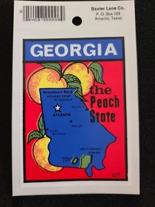 Calcomanía/pegatina para ventana Georgia The Peach State vintage de recuerdo de viaje  - Imagen 1 de 1