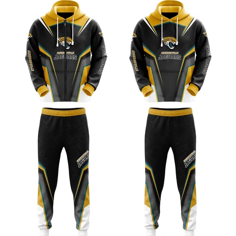 Jacksonville Jaguars Mens Tracksuit Set Football Hoodie Jogging Pants Sportswear Cover