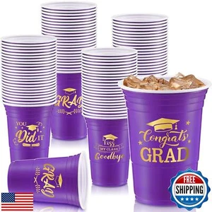 Yinder 48 Pcs Disposable Graduation Party Plastic Cups, 16 oz Graduation Deco - Picture 1 of 5