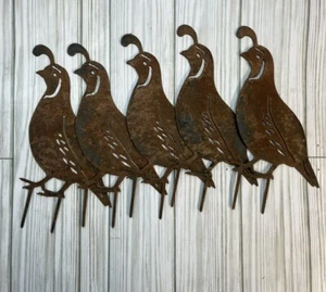 California Quail Metal Stakes Plasma Cut Yard Art Garden Decor (pack Of 5) - Picture 1 of 4