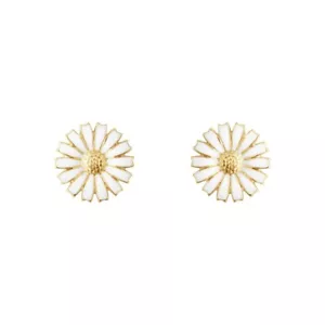 Georg Jensen. Gilded Sterling Silver DAISY Ear Studs with white Enamel - 11mm. - Picture 1 of 1