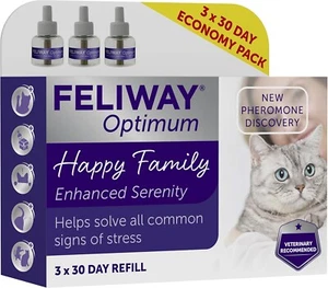 Feliway Optimum 3 x 48ml Refill for Cats - Calming Diffuser Plug-In Stress Anxie - Picture 1 of 9
