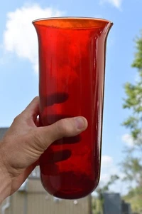 Antique Red Glass Globe for Sanctuary Lamp, REAL RED GLASS! (CU861) - Picture 1 of 9