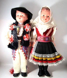 VTG Traditional Czechoslovakian Czech Boy and Girl Doll Set 1960's - Picture 1 of 9