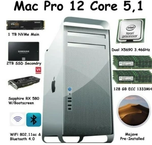 Mac Pro 12 Core 3.46GHz 128GB 1333mhz 1TB NVME 2TB SSD RX580 W/Boot-Screen - Picture 1 of 5