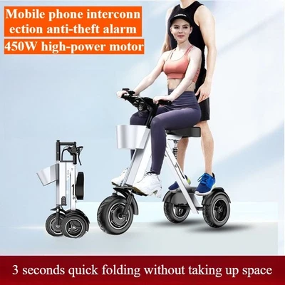WILLJERDY Adult Three-Wheel Electric Vehicle Foldable Commuter Bike 36V 10Ah Hot - Image 1 of 4