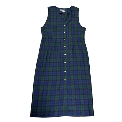 Vtg Pendleton Wool Plaid Jumper Dress Tartan Button Front Long Size Womens 12 - Image 1 of 4