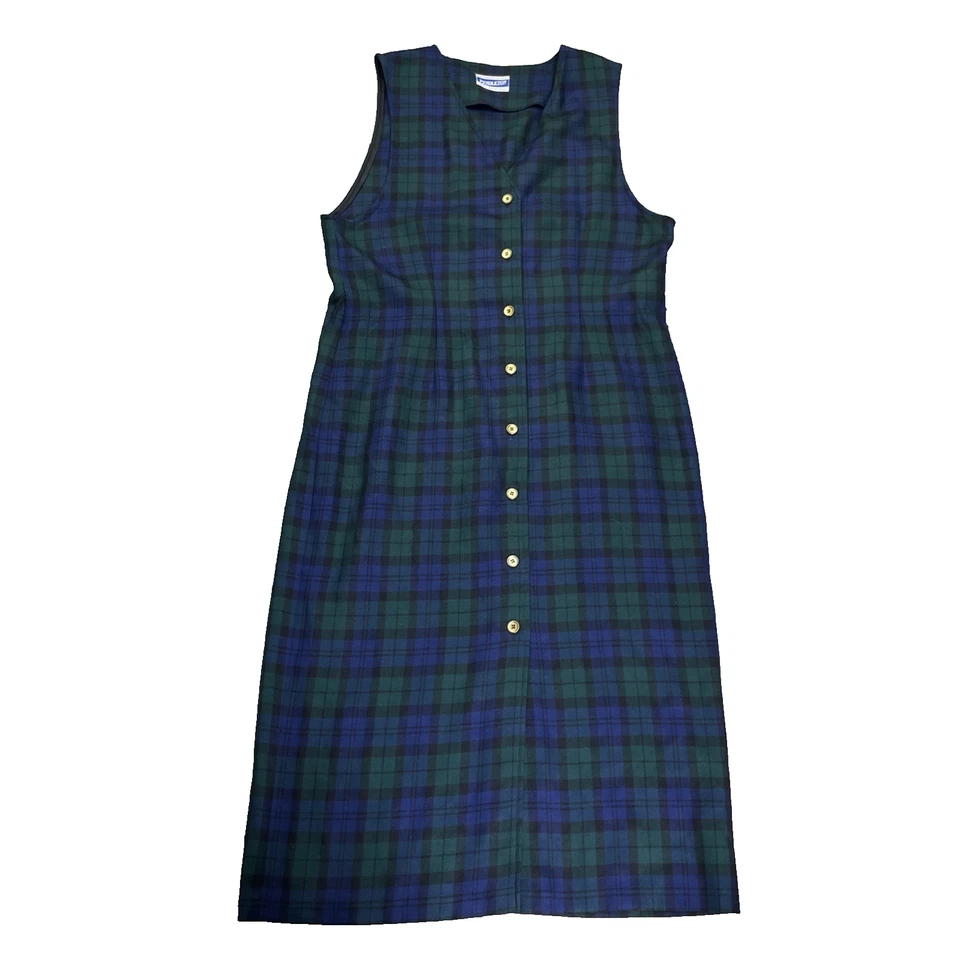 Vestido de Colección Pendleton Lana a Cuadros Tartán Botón Delantero Largo Talla Mujer 12 Foto 1 de 4