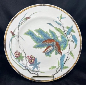 Plato antiguo raro de 9" Royal Worcester turquesa y flora oxidada 1874 - Imagen 1 de 24