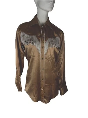 Camisa Tem Tex Vintage Años 70 Para Hombre Perla Snap Western Rockabilly 14 1/2 33 Melocotón Foto 1 de 4