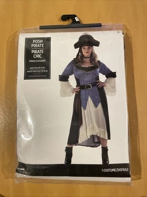 Posh Pirate Caribbean Wench Dress, Renaissance Faire, Halloween Adult Costume - Image 1 of 4