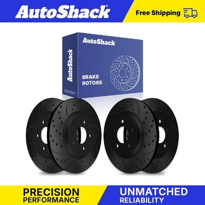 Front Rear Drilled Slotted Brake Rotors Set for 2005-2014 Ford Mustang V6 - Image 1 of 3