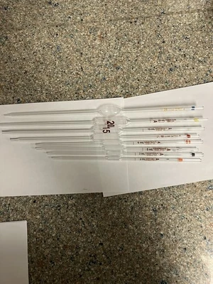 Pipetas reutilizables volumétricas de bombilla clase A 2,3,5,6,10,15,20,25 ml Fisher,Kimax,Pyrex Foto 1 de 4