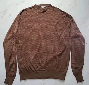 Bobby  Chan Sweater Silk Cotton Crew Neck Pullover Cable Knit Brown Size XXLarge - Picture 1 of 5