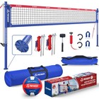 Professional Portable Volleyball Net Set with Heavy Duty Poles Ball Pump Outdoor