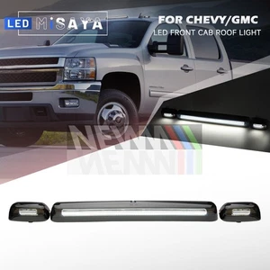 Smoked White LED Cab Roof Marker Running Lights For Chevy GMC Sierra 2010-2014 - Picture 1 of 12