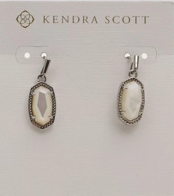 Kendra Scott W1221 Lee Dainty Drop Earrings in Rhodium/Ivory Mother-of-Pearl - Image 1 of 3