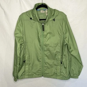 LL Bean Damengröße XL limettengrün Regenmantel OBUX3 Nylon Windbreaker Kapuze gebraucht, in einwandfreiem Zustand - Bild 1 von 14