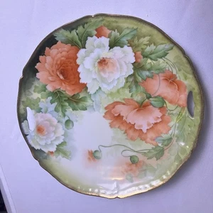 Antique Bavaria Tirschenreuth Porcelain 10.5" Gold Rim Painted Serving Plate - Picture 1 of 9