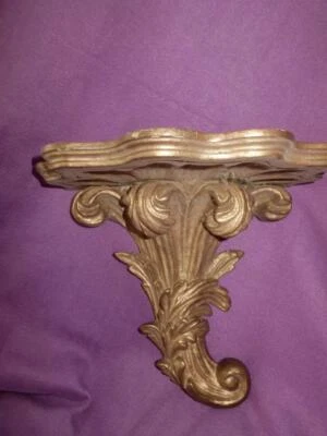 Antique Italian Hand Carved Gold Gilt  Sconce Shelf  Italy 13 inches h x 13w - Image 1 of 4