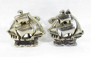 Goldfarbene Manschettenknöpfe mit Dromedaris Schiff - Bild 1 von 6