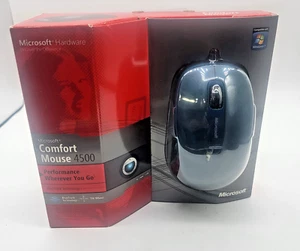 Microsoft Comfort Mouse Black Gray 4500 PC Mac USB 4FD-00016 Tilt Wheel 1422 New - Picture 1 of 2