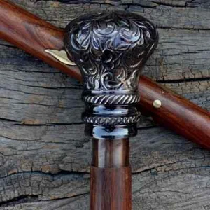Antique Designer Brass Handle Vintage Victorian Style Wooden Walking Stick Cane - Picture 1 of 3