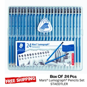 STAEDTLER Mars Lumograph Art Drawing Pencils Graphite Set of 24's In Box Case - Picture 1 of 6