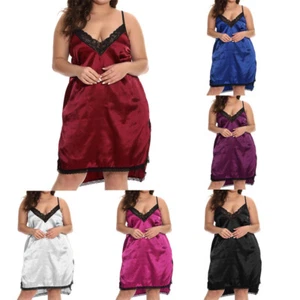 Women's Satin Silk Nightgown Sexy Lingerie Lace Chemises Slip Sleepwear US FAST - Picture 1 of 32