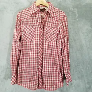 Camicia vintage Dan River Western da uomo 15,5-33 rosso bianco perla a scatto western - Foto 1 di 11