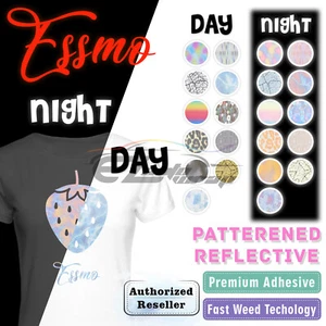 ESSMO™ Patterned Reflective Heat Transfer Vinyl HTV T-Shirt Iron On Heat Press - Picture 1 of 49