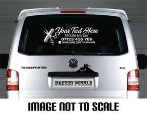 COCHE DE PELUQUERÍA Y FURGONETA PERSONALIZADOS - LETRERO DE CALCOMANÍA DE NEGOCIOS PEGATINA PELUQUERÍA TIJERAS - Imagen 1 de 5