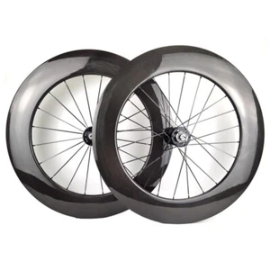 700C Track Bicycle Carbon Wheelset Clincher Fixed Gear Single Speed Bike Wheels - Picture 1 of 12