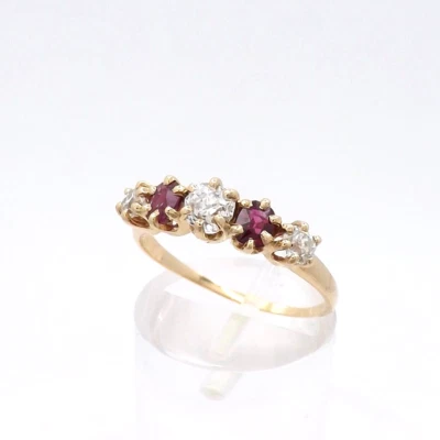 18k Gold Old Mine Cut Diamond Pigeon Blood Ruby Wedding Anniversary Ring Setting - Image 1 of 4