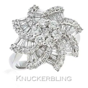 Diamond Cluster Ring 2.00ct Baguette & Brilliant Cut F VS in 18ct White Gold - Picture 1 of 1