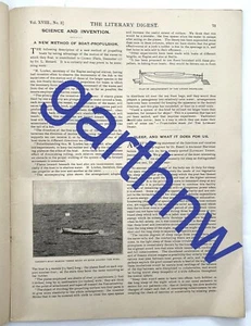 LINDEN BOAT PROPELLER 1899 NEW INVENTION PICTORIAL USING WAVE MOTION L. MENARD - Picture 1 of 1