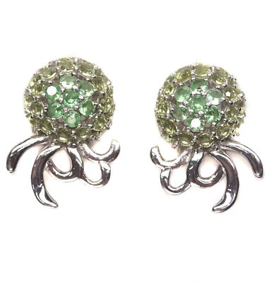 Pendientes de plata de ley 925 de granate y peridoto tsavorita verde sin calefacción Foto 1 de 4