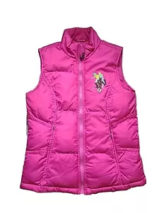 US Polo Assn Women’s Quilted Puffer Down Vest Pink Full Zip Insulated Big Logo - Picture 1 of 16