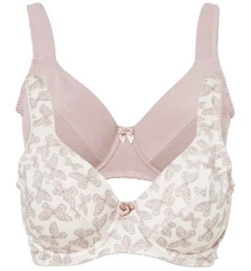 BH 2er Set Baumwolle  1 x creme gemustert (Schmetterlinge) 1 x cappuccino Gr. C - Bild 1 von 4